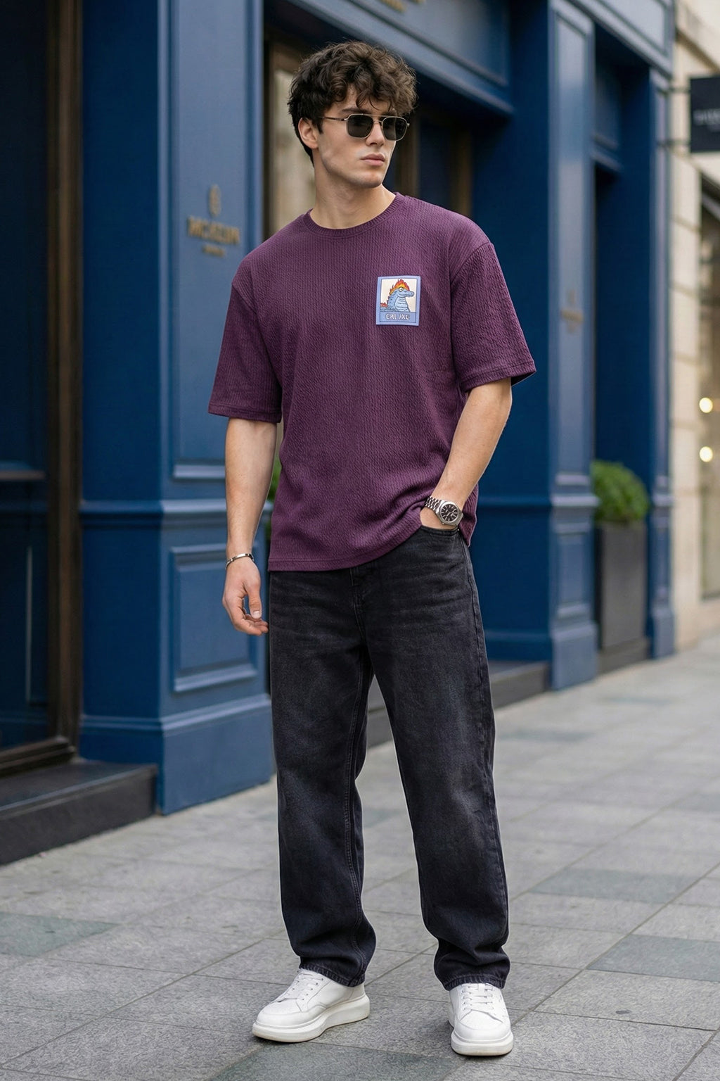 I'm Fine Wine Oversized Textured T-shirt