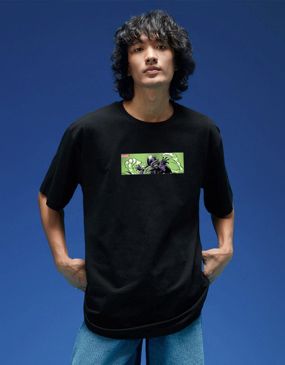 Marvel Mysterio Black Oversized Printed T-shirt