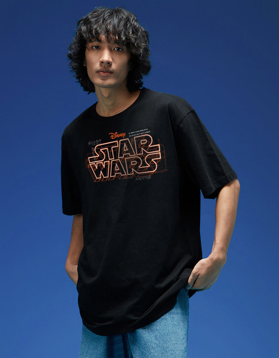 Star Wars Black Oversized  Graphic Back Printed T-shirt