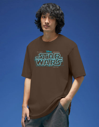 Star Wars Brown Oversized  Graphic Back Printed T-shirt