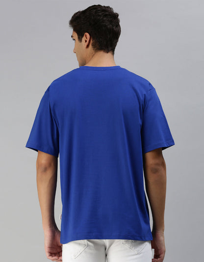 Chillout Blue Oversized Pocket Graphic Printed T-shirt