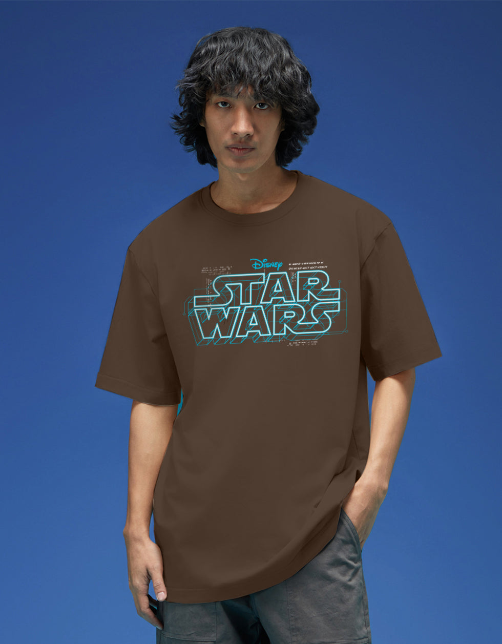Star Wars Brown Oversized  Graphic Back Printed T-shirt