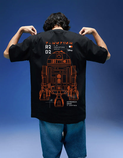 Star Wars Black Oversized  Graphic Back Printed T-shirt
