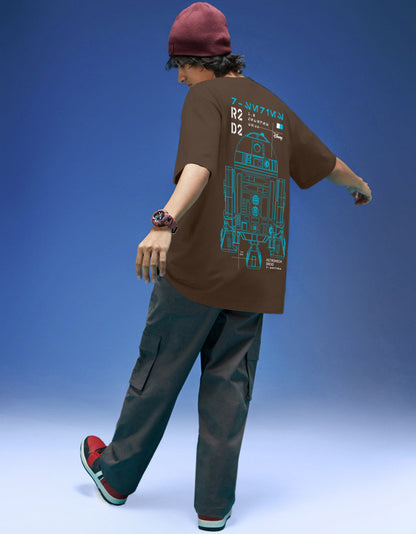 Star Wars Brown Oversized  Graphic Back Printed T-shirt