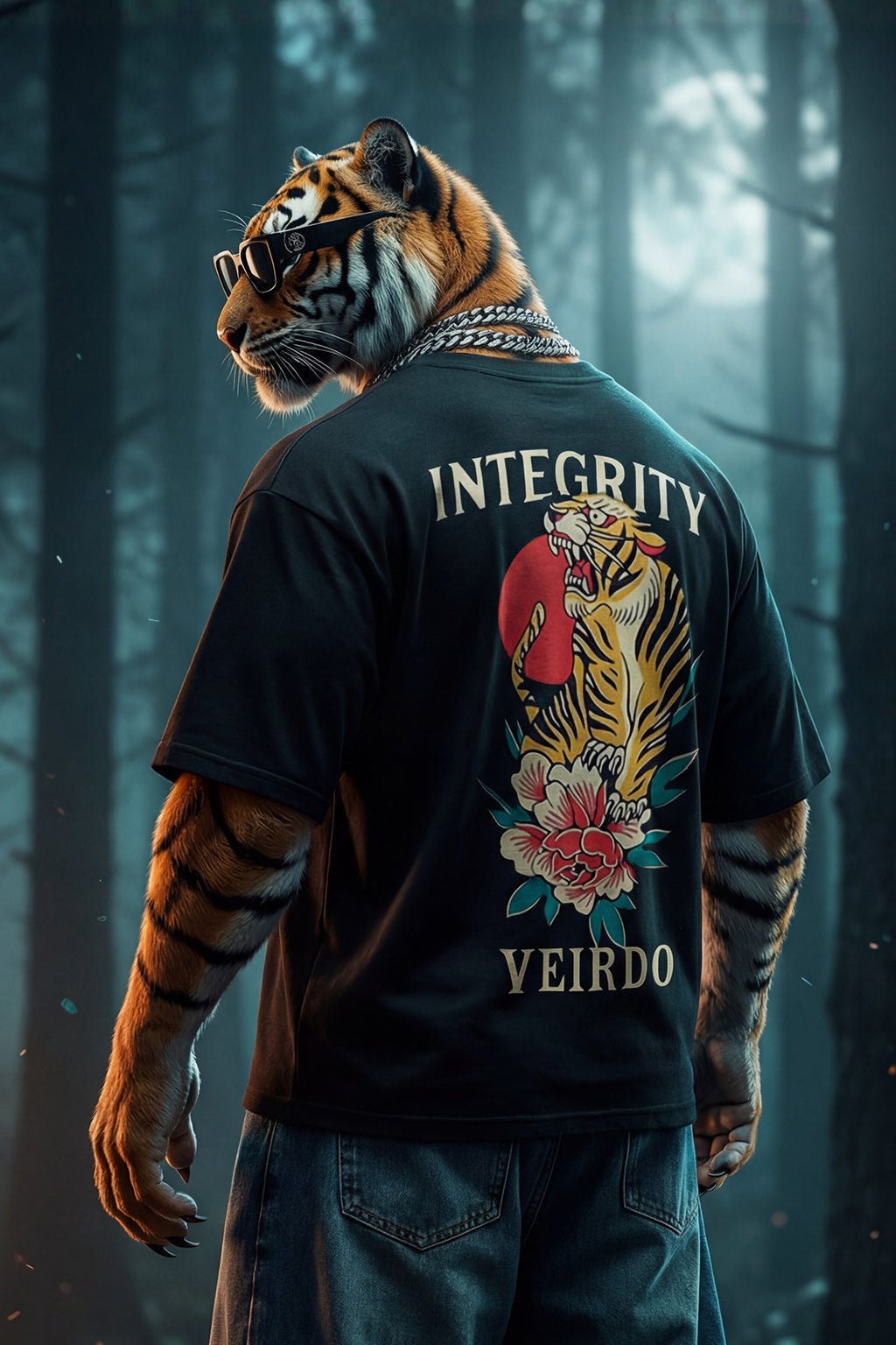 Integrity Black Oversized Back Graphic Printed T-shirt
