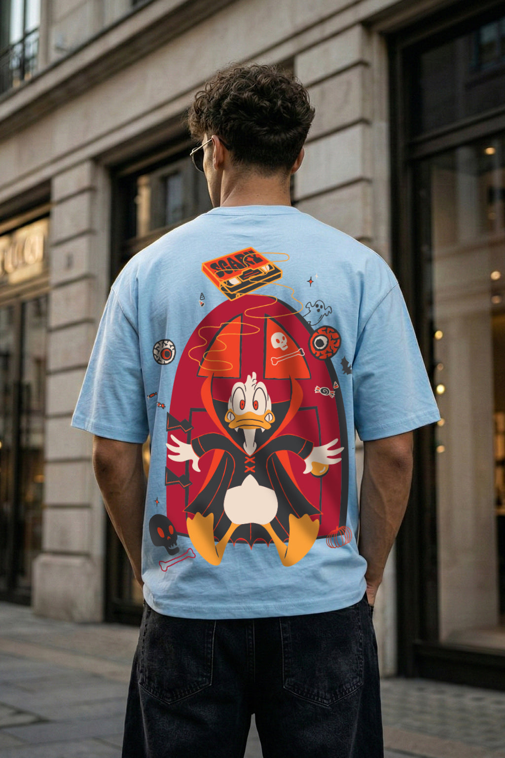 Donald Duck Dutch Canal Oversized Graphic Printed T-shirt