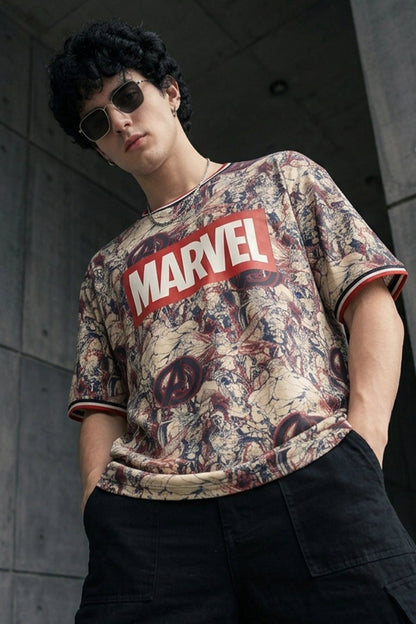 Marvel White Oversized Graphic Printed T-shirt