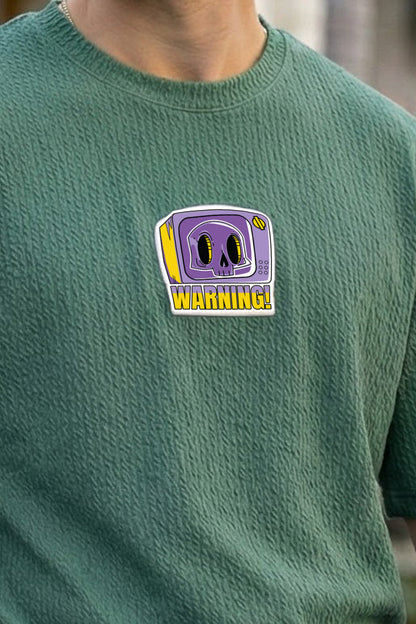 Warning Green Oversized Textured T-shirt