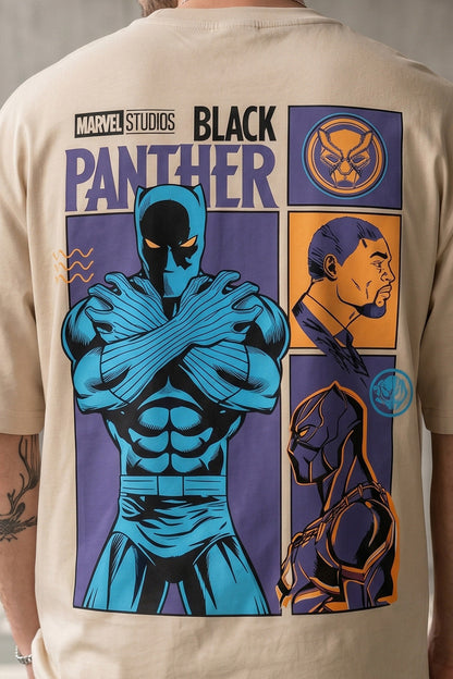 Black Panther Swanwhite Oversized Back Graphic Printed T-shirt