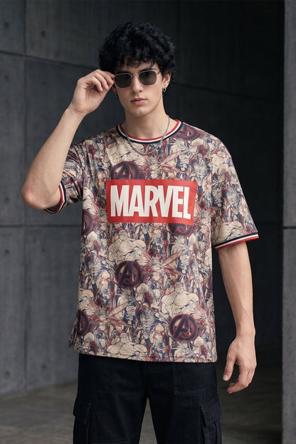 Marvel White Oversized Graphic Printed T-shirt