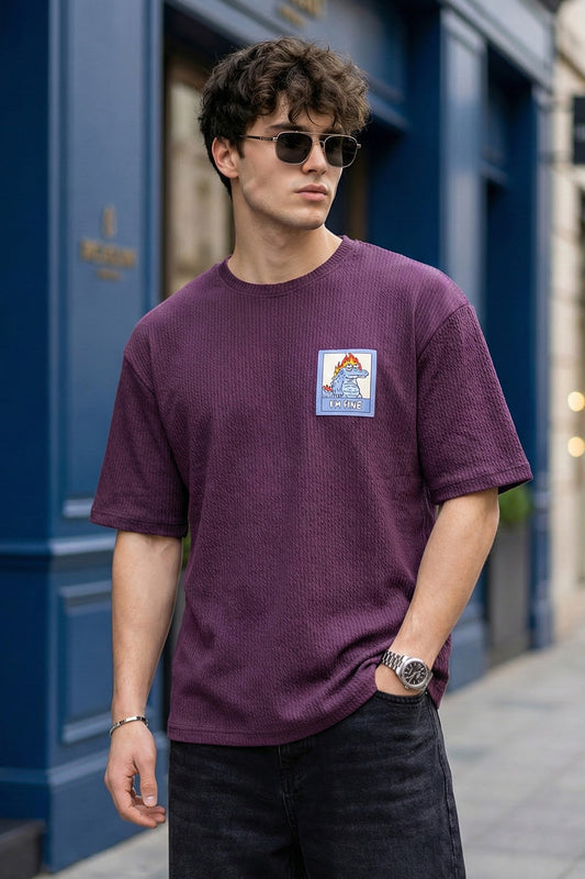 I'm Fine Wine Oversized Textured T-shirt