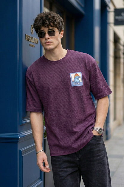 I'm Fine Wine Oversized Textured T-shirt