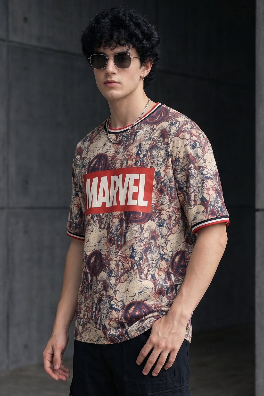 Marvel White Oversized Graphic Printed T-shirt