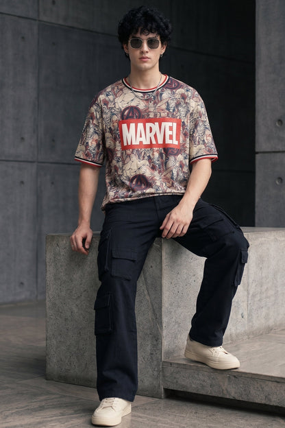 Marvel White Oversized Graphic Printed T-shirt