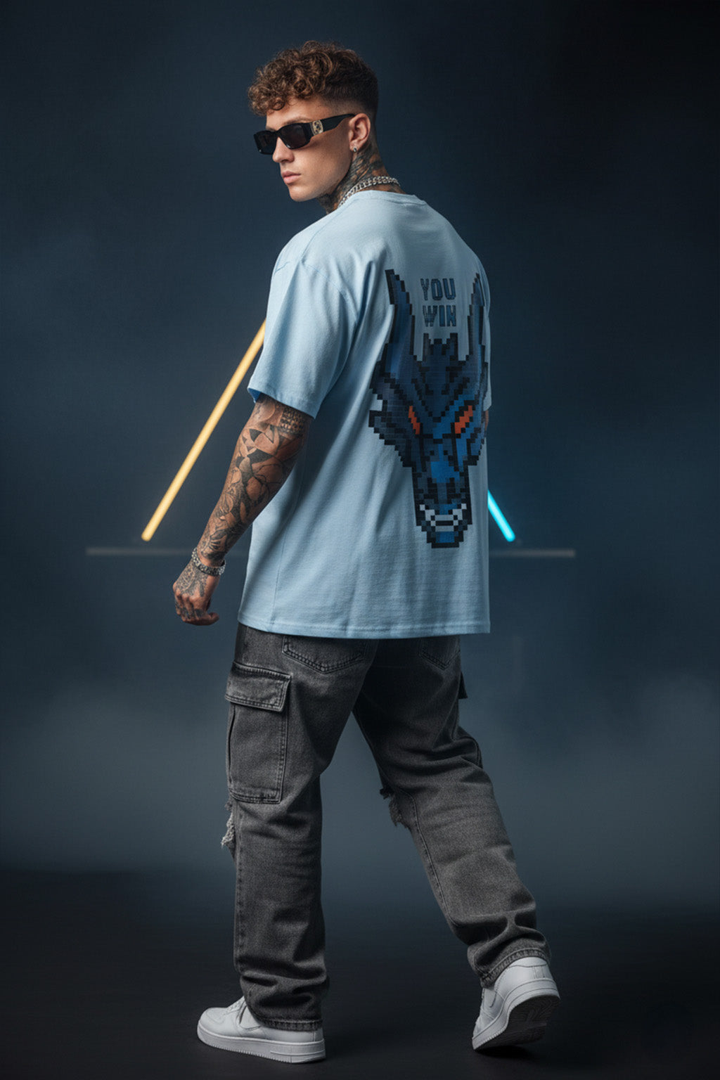 YOU WIN Dutch Canal Oversized Back Graphic Printed T-shirt