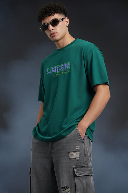 Darth Under Star Wars Green Oversized Back Graphic Printed T-shirt