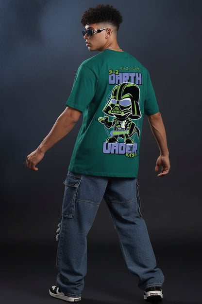 Darth Under Star Wars Green Oversized Back Graphic Printed T-shirt