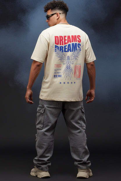 Dreams Swanwhite Oversized Graphic Printed T-shirt