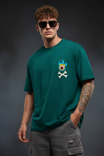 Have Fun Green Oversized Back Graphic Printed T-shirt